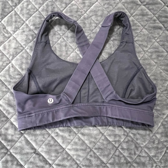 Lululemon Sport Bra Women Size 6 Cross Back Navy Blue Athletic Racerback FF - Picture 2 of 4